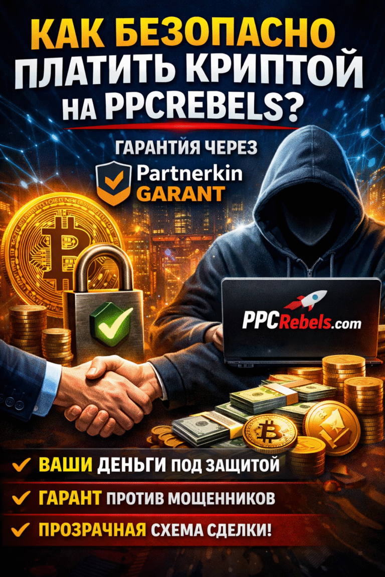Безопасная оплата криптой на PPCRebels.com: гарант Partnerkin защищает вашу сделку