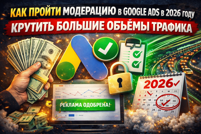 Как пройти модерацию в Google Ads в 2026 году и крутить большие объёмы трафика