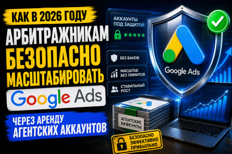 Аренда агентских аккаунтов Google Ads для арбитража в 2026 — безопасное масштабирование без банов