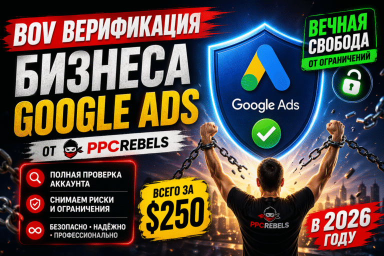 BOV Верификация бизнеса Google Ads за $250 от PPCrebels — полная проверка аккаунта под