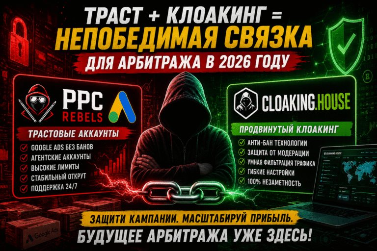 PPC Rebels и Cloaking.House: Синергия трастовых аккаунтов и продвинутого клоакинга для стабильного арбитража в 2026 году