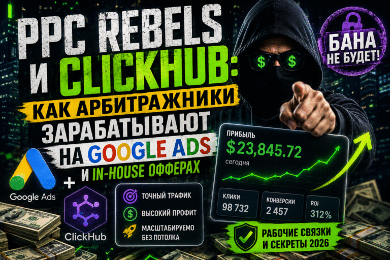 PPC Rebels и ClickHub: Как арбитражники зарабатывают на Google Ads и in-house офферах в 2026 году — Полный гайд + связка без банов