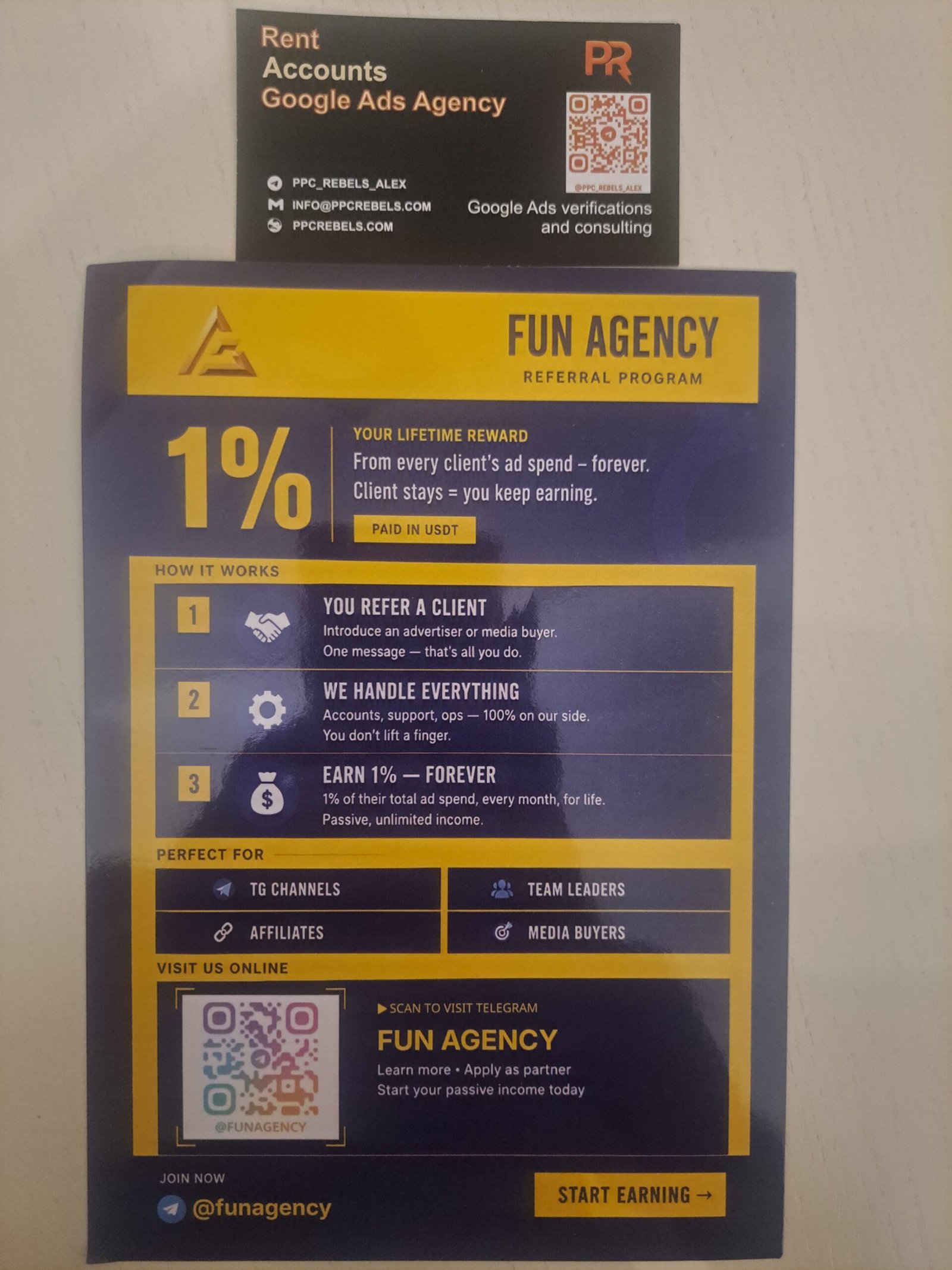 FUN Agency — Referral Program 1% lifetime, How It Works, @funagency. MAC Yerevan 2026