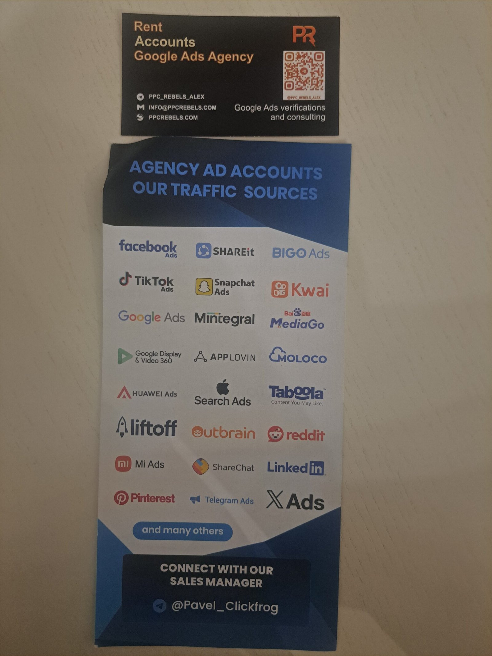 Clickfrog Agency Ad Accounts — 25+ источников трафика: Facebook, TikTok, Google Ads, Snapchat, Kwai, Moloco и другие. MAC 2026