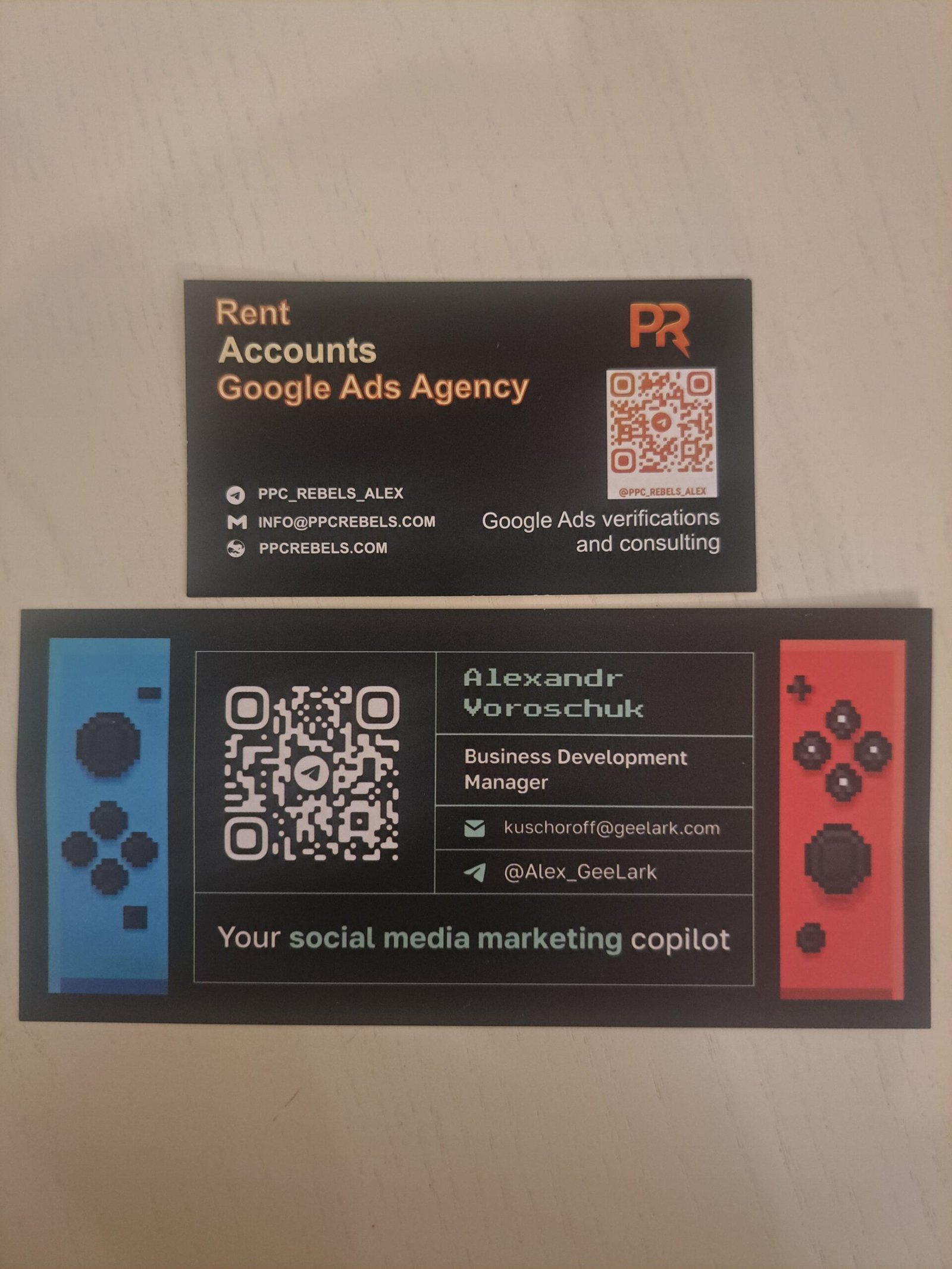 GeeLark — Alexandr Voroschuk, Business Development Manager. Nintendo Switch style card. MAC 2026