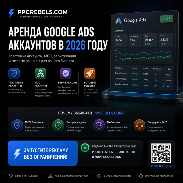 Аренда Google Ads аккаунтов в 2026 году: трастовые аккаунты, MCC, верификация и готовые решения