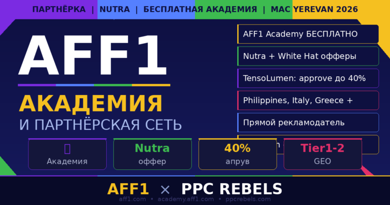 AFF1 и PPC Rebels — партнёрка Nutra Google Ads и бесплатная академия 2026