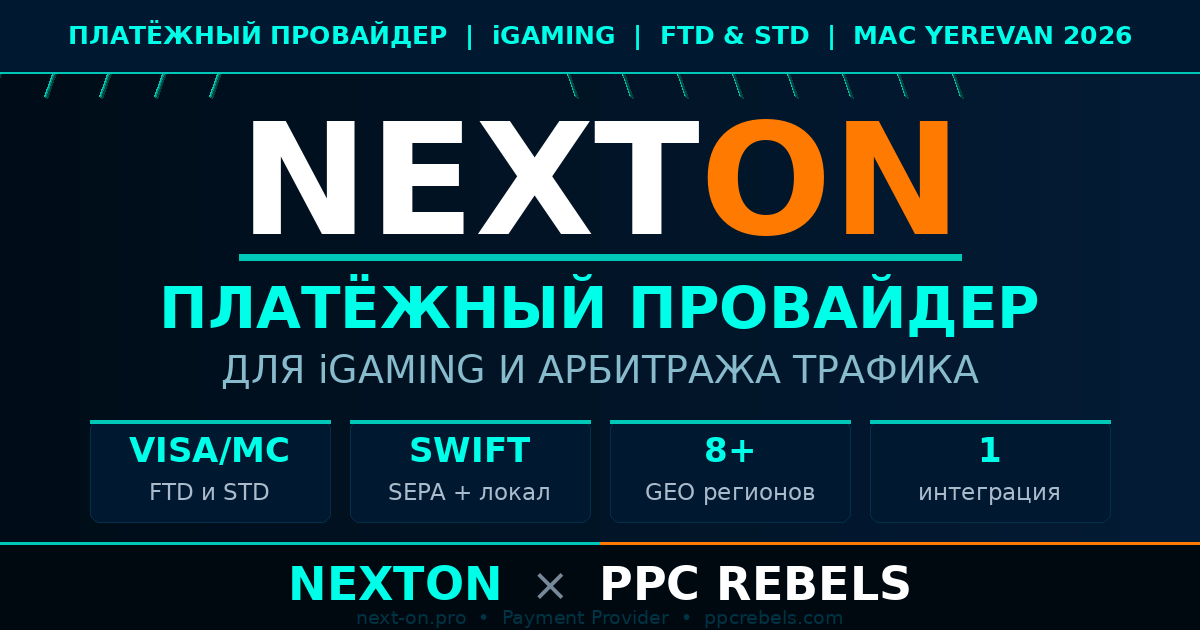 NextOn и PPC Rebels — платёжный провайдер для iGaming FTD трафика 2026
