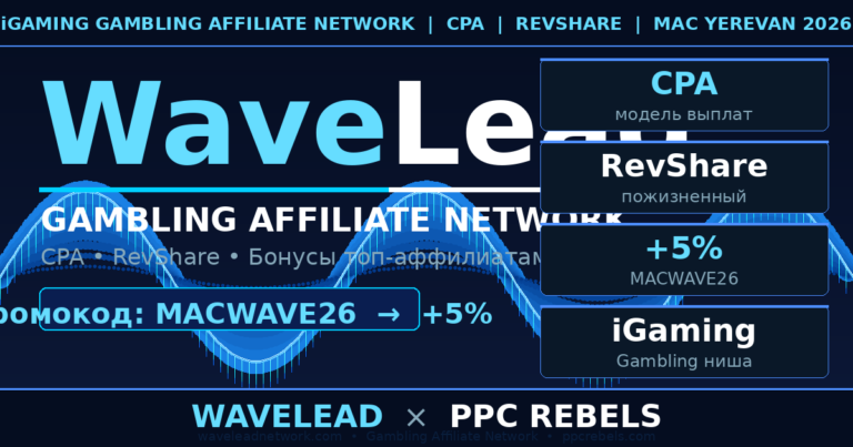 WaveLead и PPC Rebels — iGaming Gambling Affiliate Network CPA RevShare Google Ads 2026