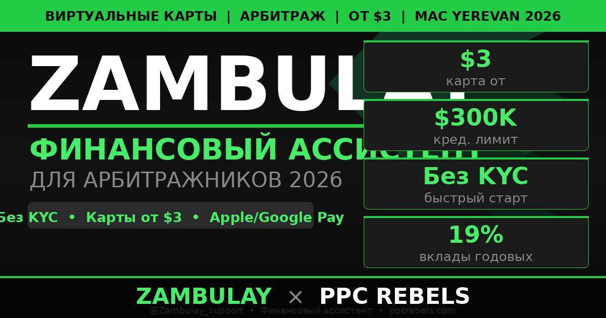 Zambulay и PPC Rebels — виртуальные карты арбитражников Google Ads 2026