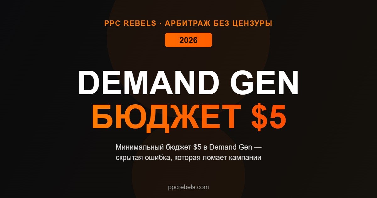 Demand Gen минимальный бюджет $5 Google Ads