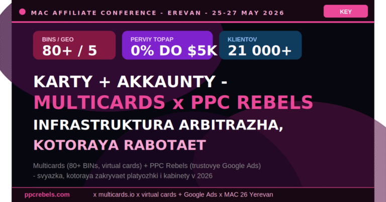 Multicards виртуальные карты и PPC Rebels Google Ads — инфраструктура арбитража 2026 на MAC Ереван