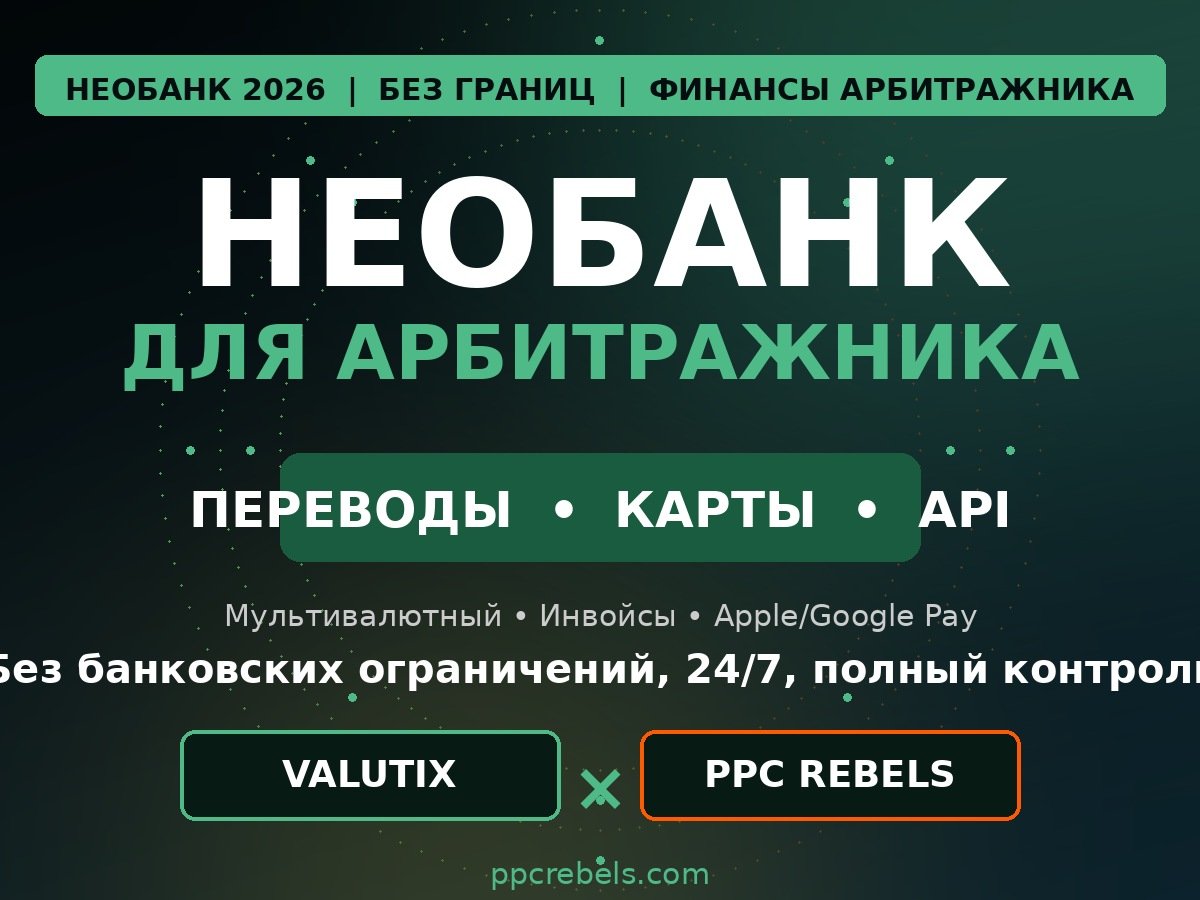 Необанк для арбитражника 2026 — Valutix NeoBank и трастовые Google Ads аккаунты PPC Rebels