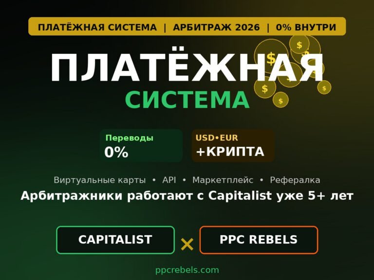 Платёжная система для арбитражника 2026 — Capitalist и трастовые аккаунты Google Ads PPC Rebels