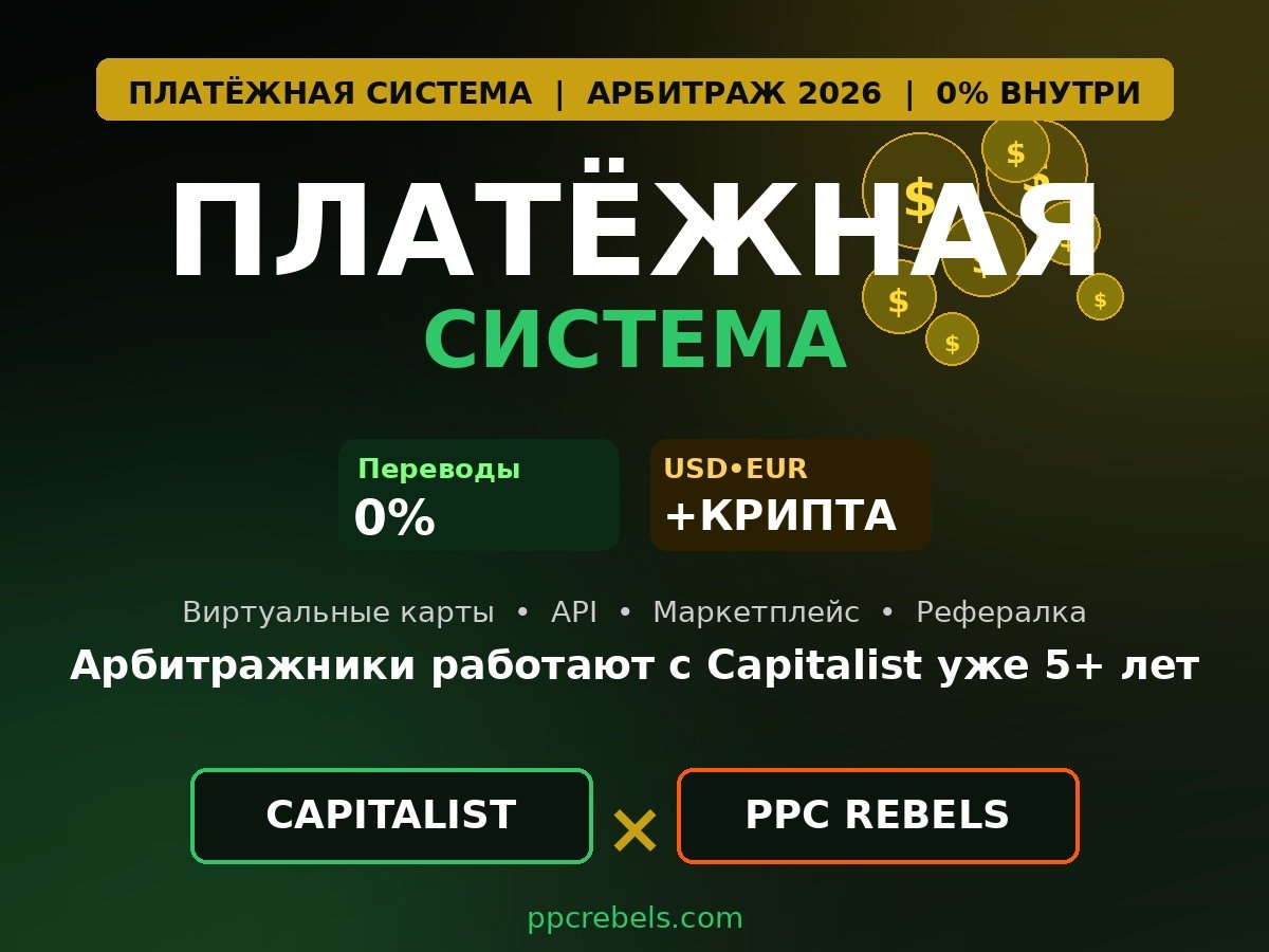 Платёжная система для арбитражника 2026 — Capitalist и трастовые аккаунты Google Ads PPC Rebels