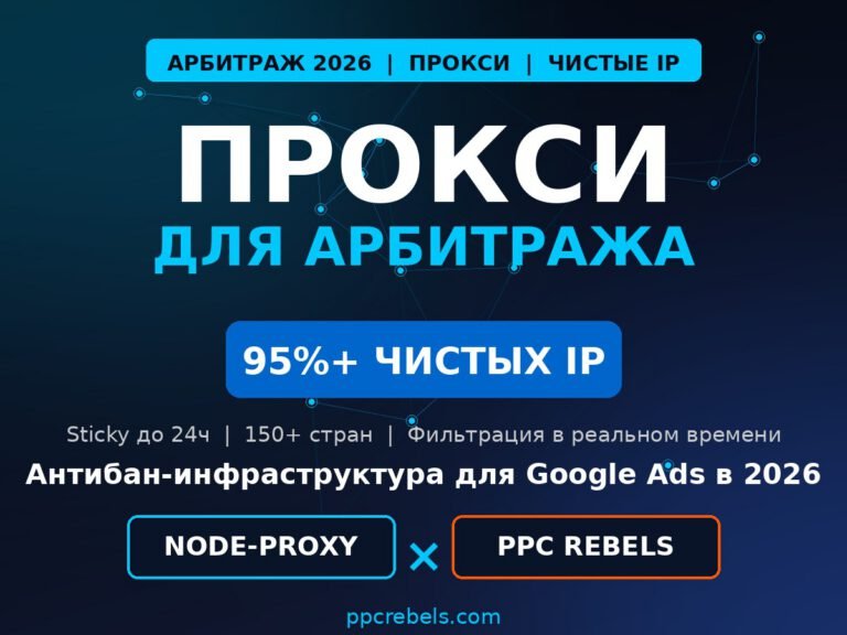 Прокси для арбитража 2026 — Node-Proxy и трастовые аккаунты Google Ads PPC Rebels