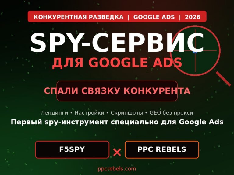 Spy-сервис для Google Ads 2026 — F5SPY конкурентная разведка и трастовые аккаунты PPC Rebels