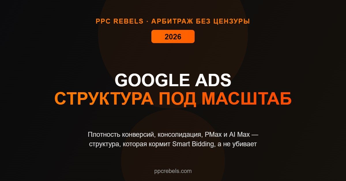 Структура аккаунта Google Ads под масштаб в 2026