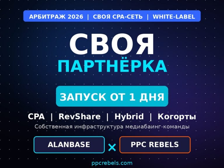 Своя партнёрская программа 2026 — запуск CPA-сети через Alanbase и PPC Rebels