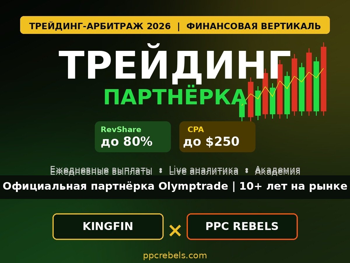 Трейдинговая партнёрка Kingfin 2026 — арбитраж финансовой вертикали через Google Ads и PPC Rebels