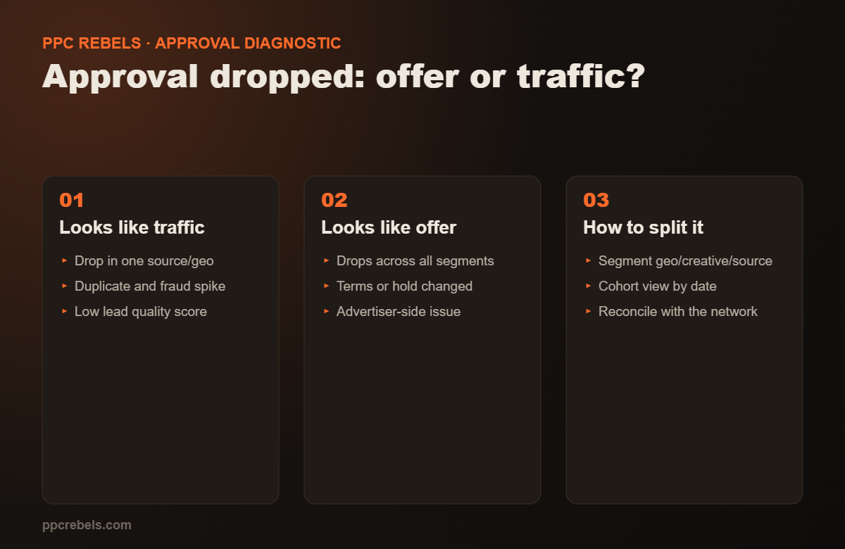 Approval dropped: using symptoms to split the problem into traffic and offer