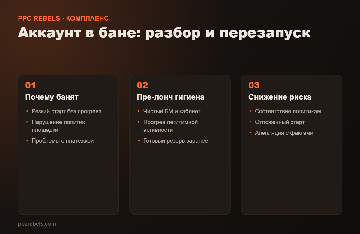 Аккаунт в бане: причины, пре-лонч гигиена и снижение риска повторной блокировки