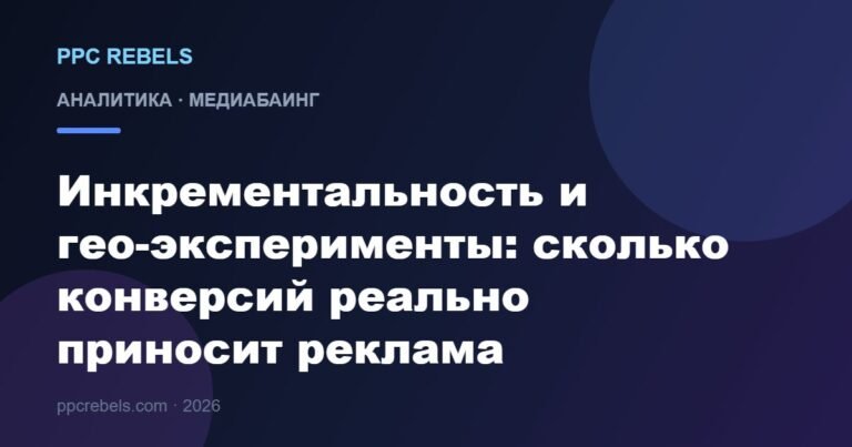 Инкрементальность и гео-эксперименты в рекламе 2026
