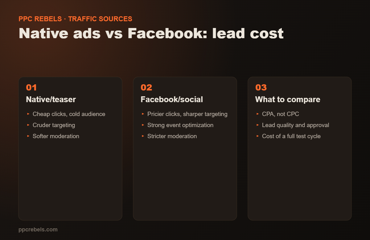 Native ads vs Facebook: comparing lead cost and quality