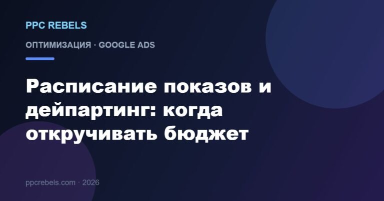 Дейпартинг и расписание показов в Google Ads 2026