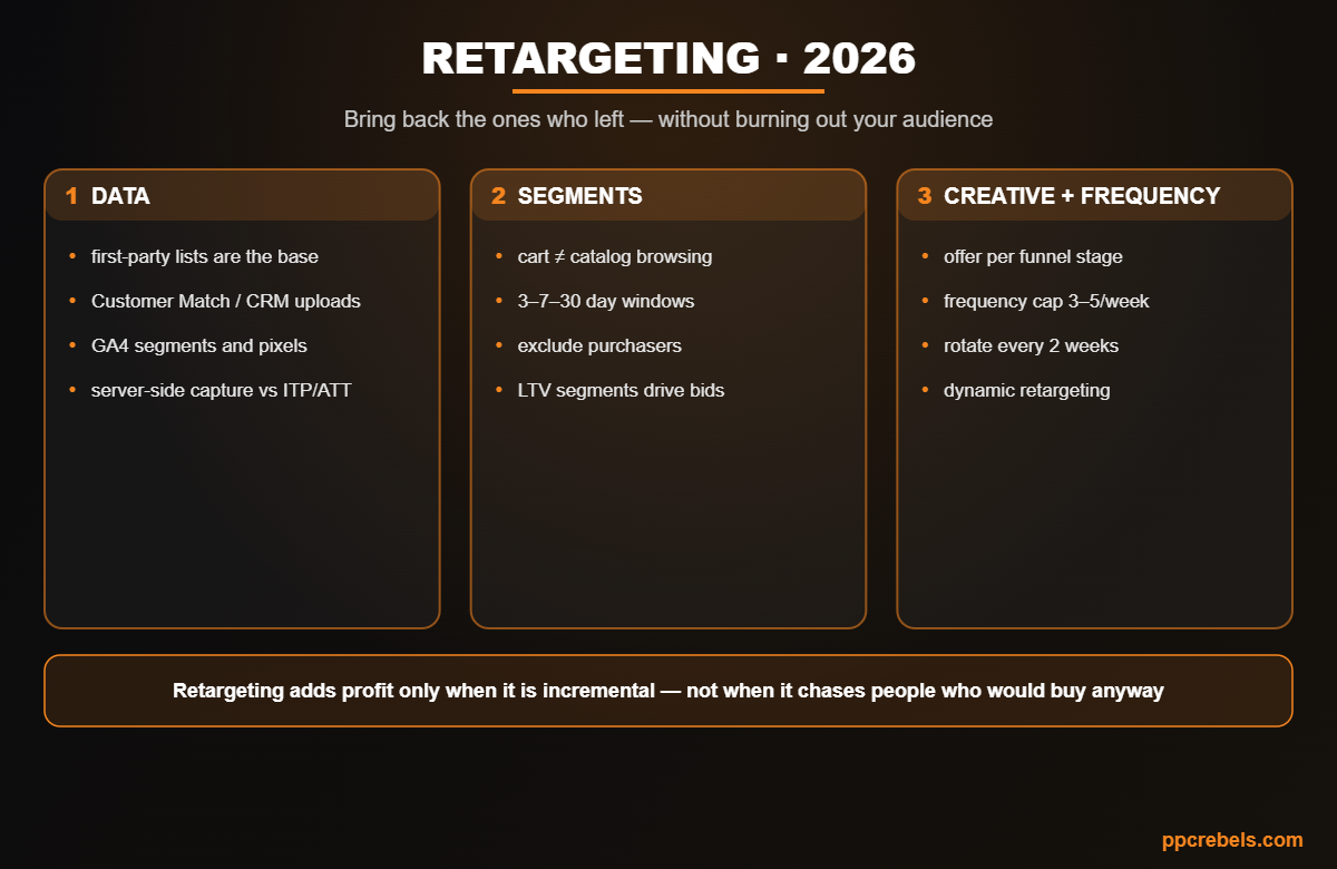 Infographic: retargeting 2026 — first-party data, audience segmentation and frequency control