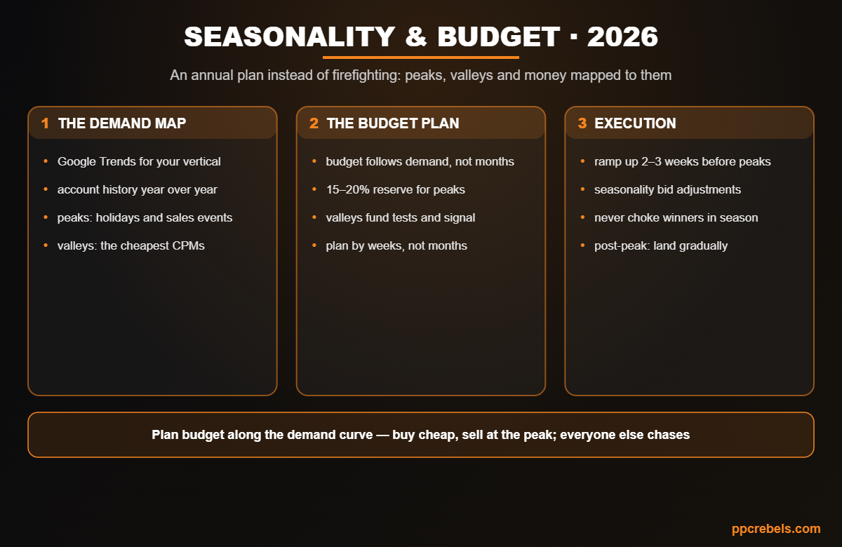 Infographic: seasonality and budget planning 2026 — the demand map, money allocation and execution