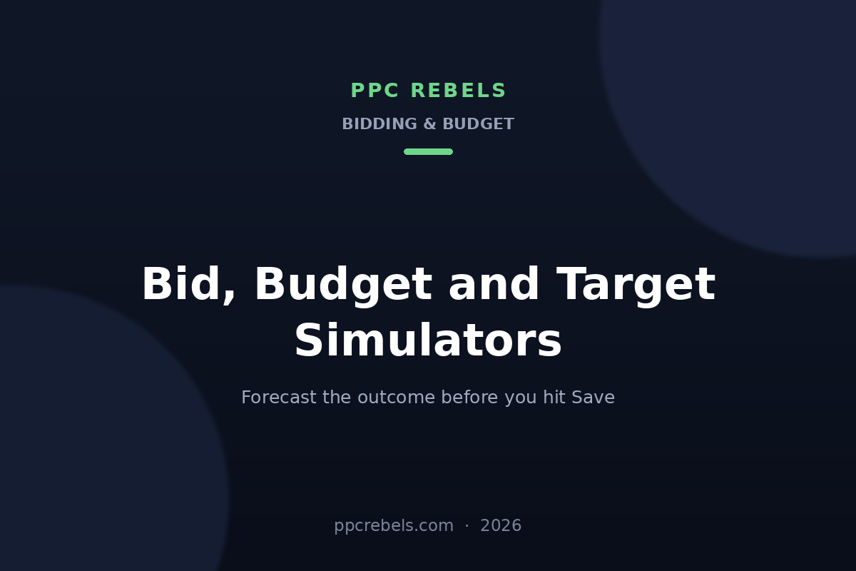 PPC Rebels article cover: bid, budget and target simulators in Google Ads 2026