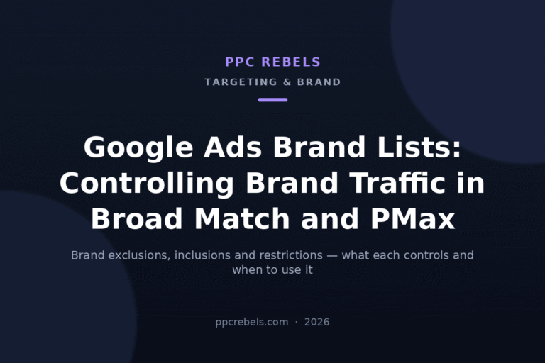PPC Rebels 2026 cover image for the guide on Google Ads brand lists and brand exclusions in Performance Max