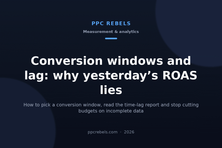 Google Ads conversion window and conversion lag 2026 — PPC Rebels blog article