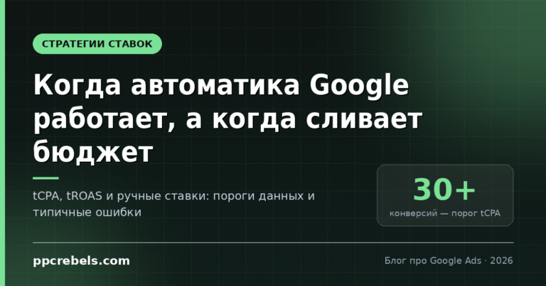 Стратегии назначения ставок Google Ads: tCPA, tROAS и ручные ставки