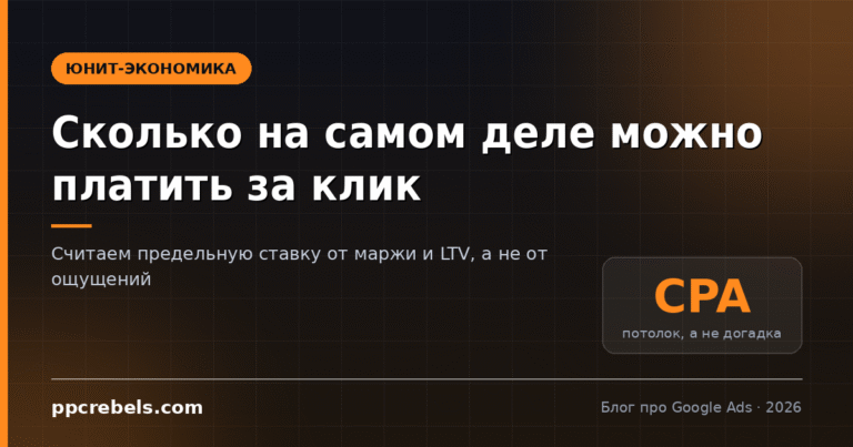 Юнит-экономика Google Ads — расчёт предельной ставки за клик