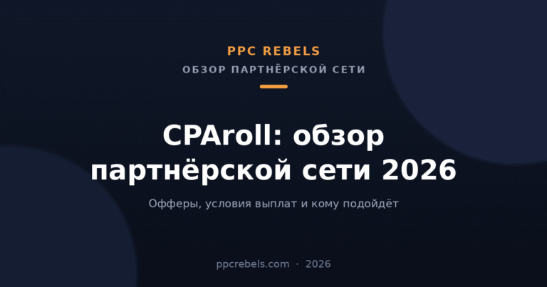CPAroll — обзор партнёрской сети 2026 — обложка статьи PPC Rebels