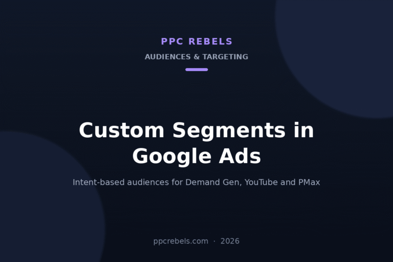 PPC Rebels article cover: custom segments and intent audiences in Google Ads 2026