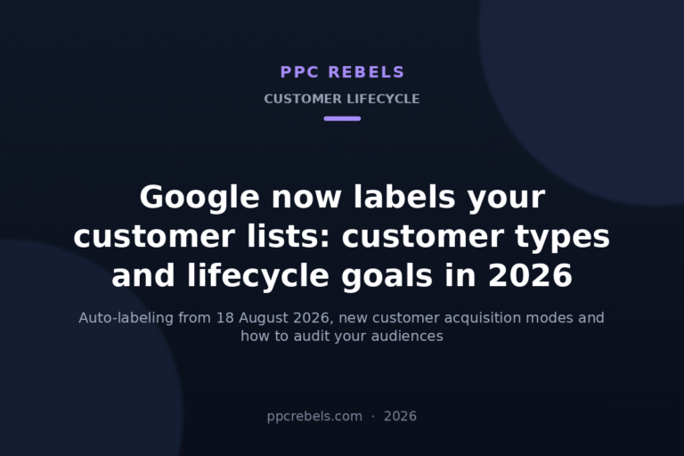 PPC Rebels 2026 cover: customer type labeling and lifecycle goals in Google Ads