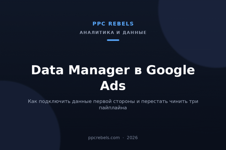 Обложка статьи PPC Rebels про Data Manager Google Ads и данные первой стороны в 2026 году