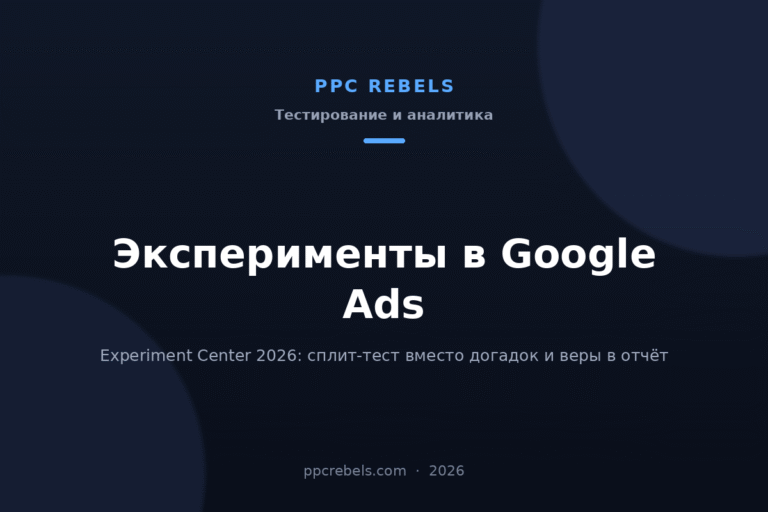 Обложка статьи PPC Rebels об экспериментах в Google Ads и Experiment Center в 2026 году