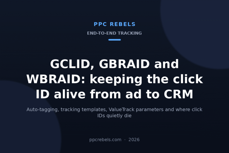PPC Rebels 2026 cover: GCLID, GBRAID and WBRAID click identifiers in Google Ads