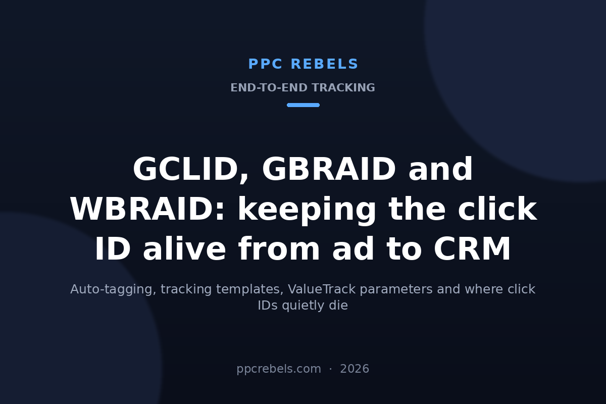 PPC Rebels 2026 cover: GCLID, GBRAID and WBRAID click identifiers in Google Ads