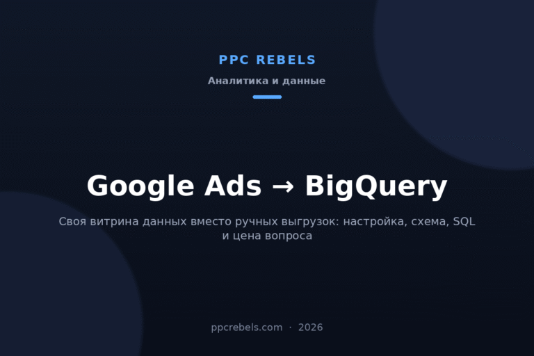 Обложка статьи PPC Rebels: выгрузка Google Ads в BigQuery и отчётность в 2026 году