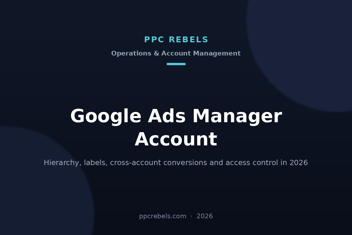 PPC Rebels article cover: Google Ads manager account hierarchy and cross-account conversions in 2026