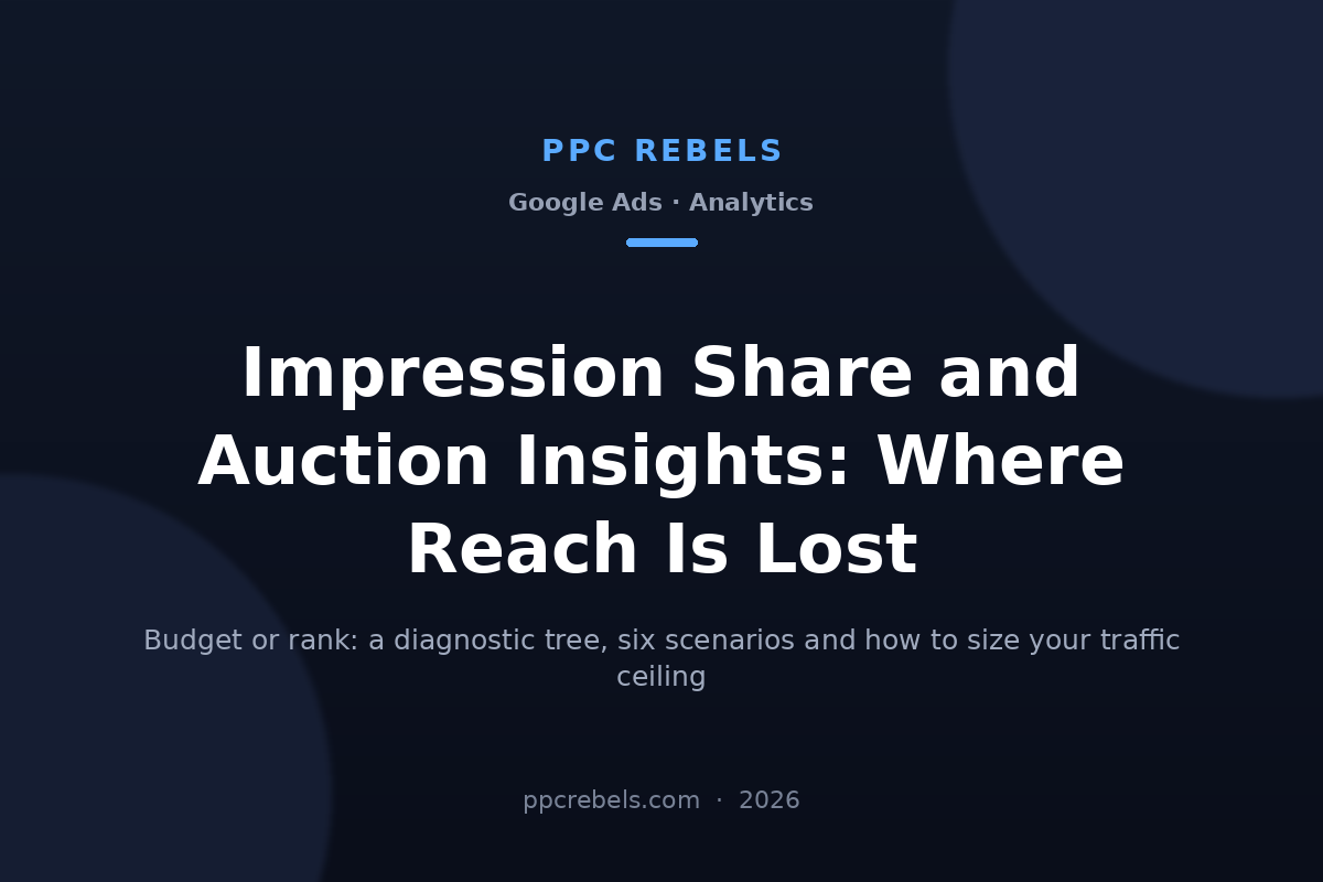 PPC Rebels article cover about impression share and Auction Insights in Google Ads in 2026