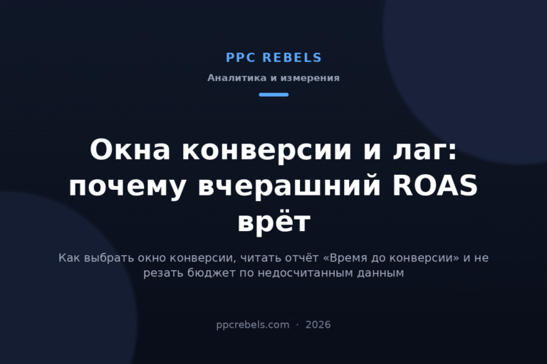Окно конверсии Google Ads 2026 и лаг конверсий — материал блога PPC Rebels