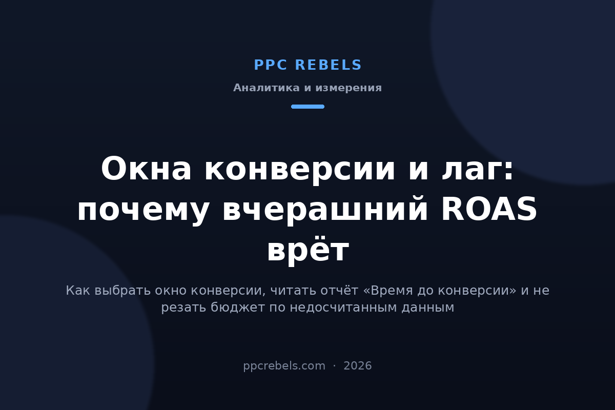 Окно конверсии Google Ads 2026 и лаг конверсий — материал блога PPC Rebels