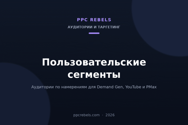 Обложка статьи PPC Rebels: пользовательские сегменты и аудитории по намерениям в Google Ads 2026