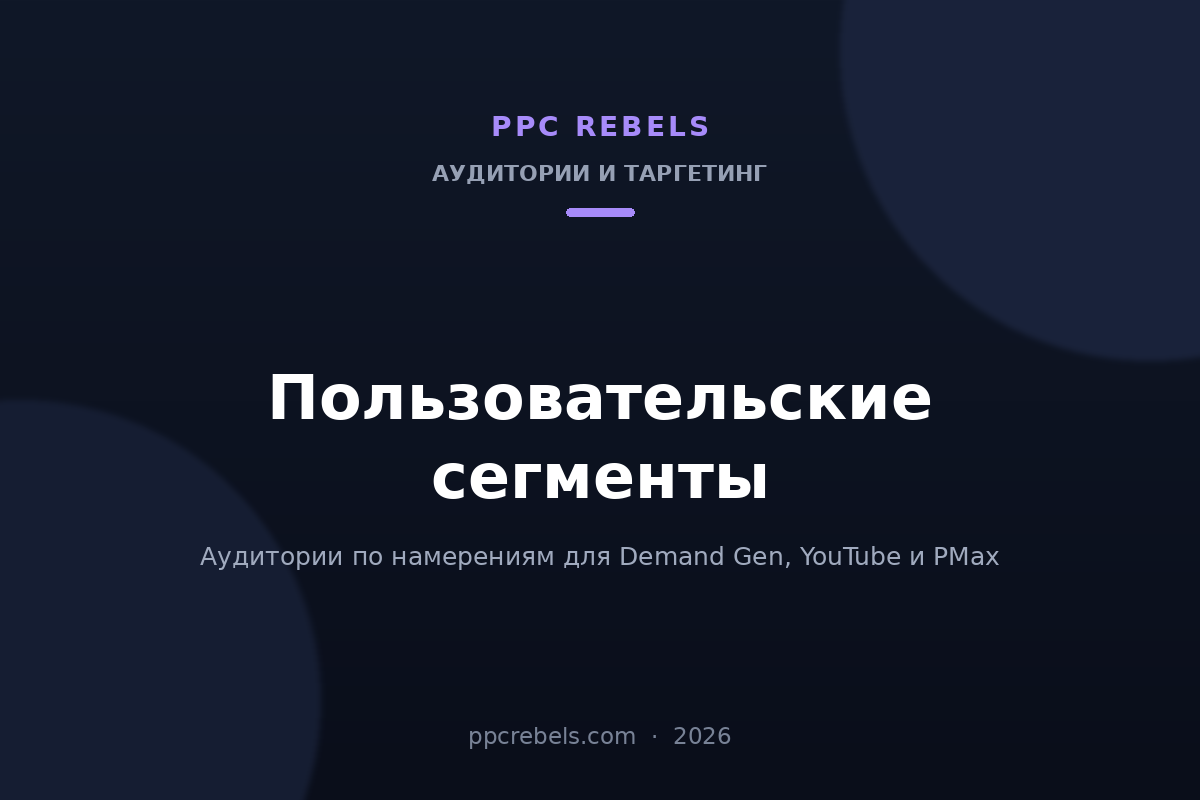 Обложка статьи PPC Rebels: пользовательские сегменты и аудитории по намерениям в Google Ads 2026